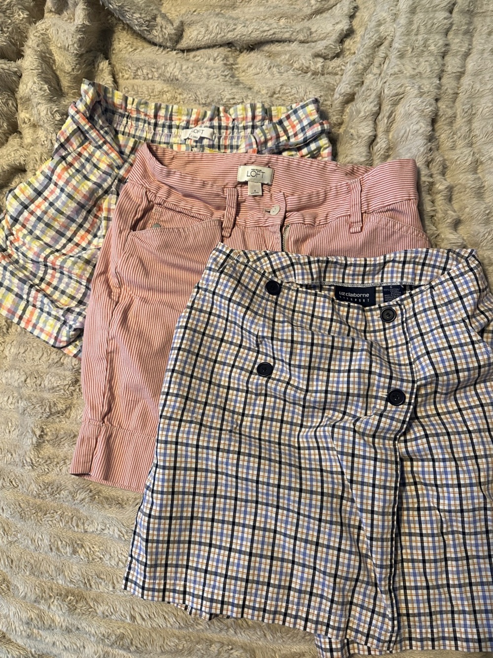 3 pairs of Women’s shorts 2 LOFT, 1 Liz Claiborne skort